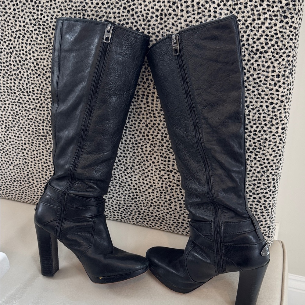 Coach Angelina Black Leather Heeled Boots - Picture 9 of 13